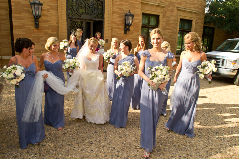 Bride getting in Car Whole Party