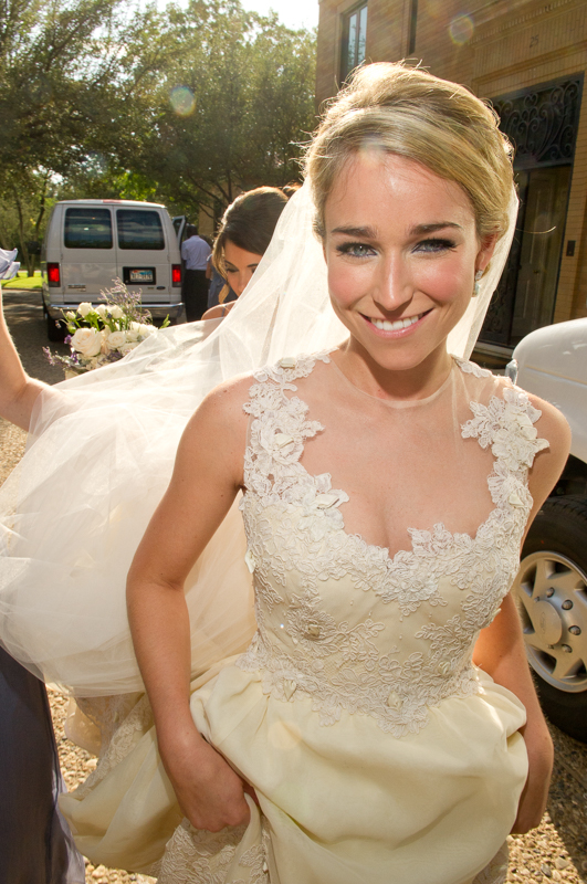 Bride getting in Car