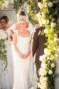 Bride looking and Crowd