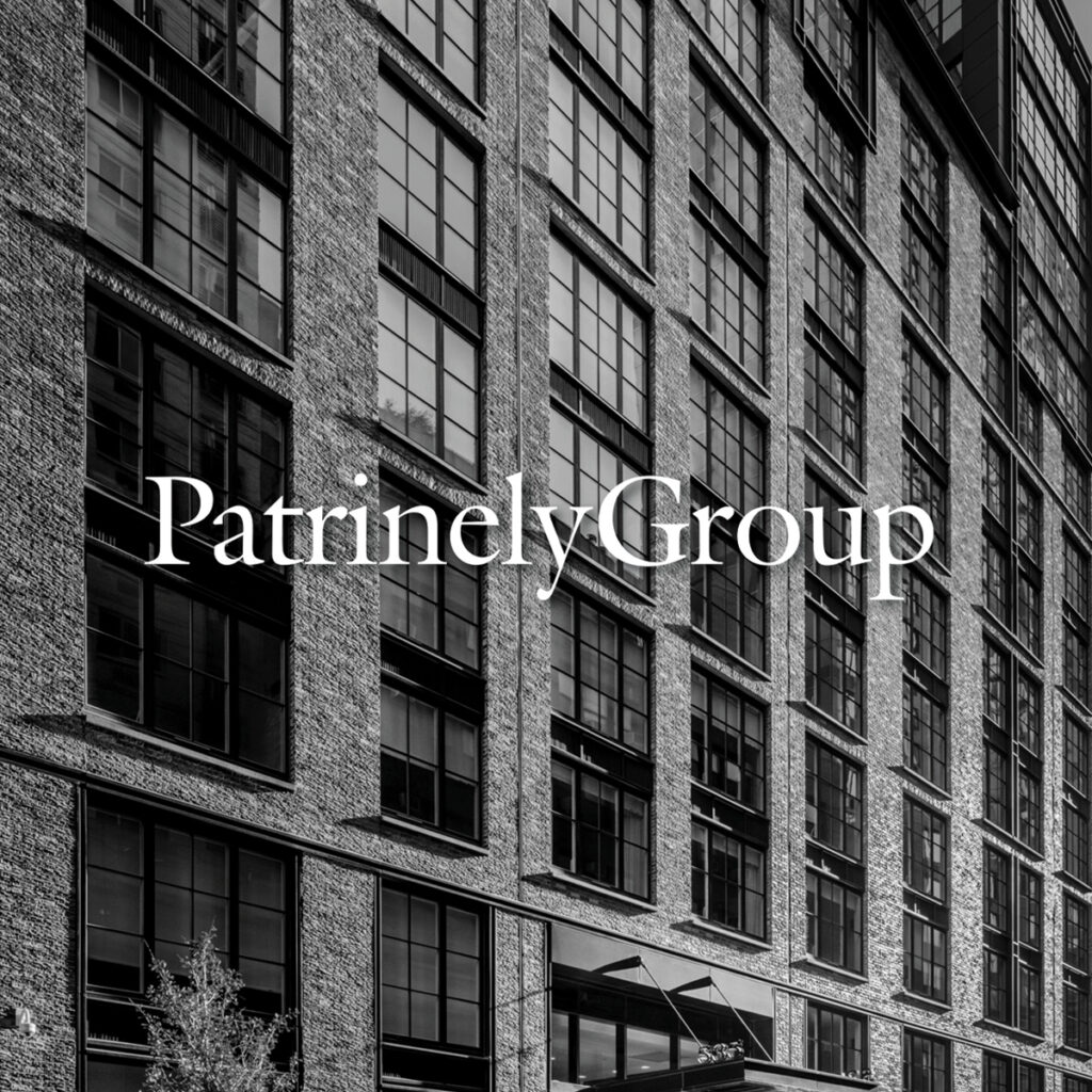 Patrinely branding design on building facade, PWL Studio portfolio project